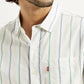 Men's Striped White Slim Fit Shirt - Detail View