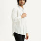 Men's Striped White Slim Fit Shirt - Side View