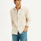 Men's Striped Cream Slim Fit Shirt - Styleshot View