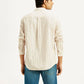 Men's Striped Cream Slim Fit Shirt - Back View