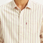 Men's Striped Cream Slim Fit Shirt - Detail View