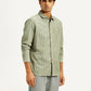 Men's Striped Olive Green Slim Fit Shirt - Side View