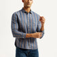 Men's Striped Blue Slim Fit Shirt - Front View