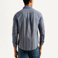 Men's Striped Blue Slim Fit Shirt - Back View
