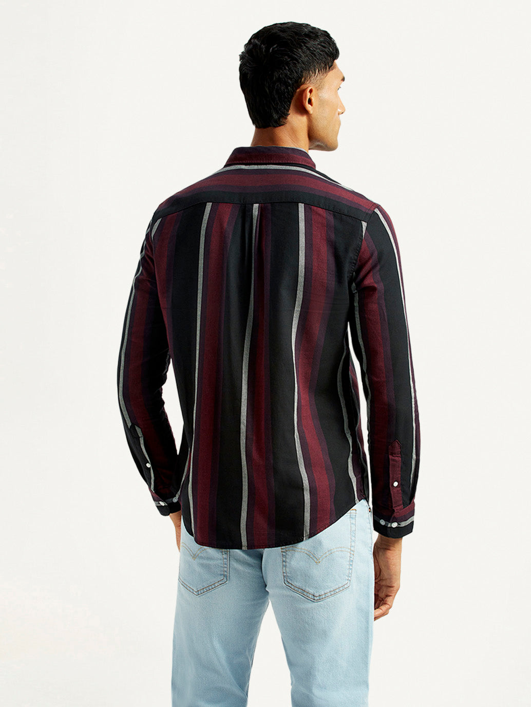 Men's Striped Multi Color Slim Fit Shirt - Back View