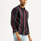 Men's Striped Multi Color Slim Fit Shirt - Side View