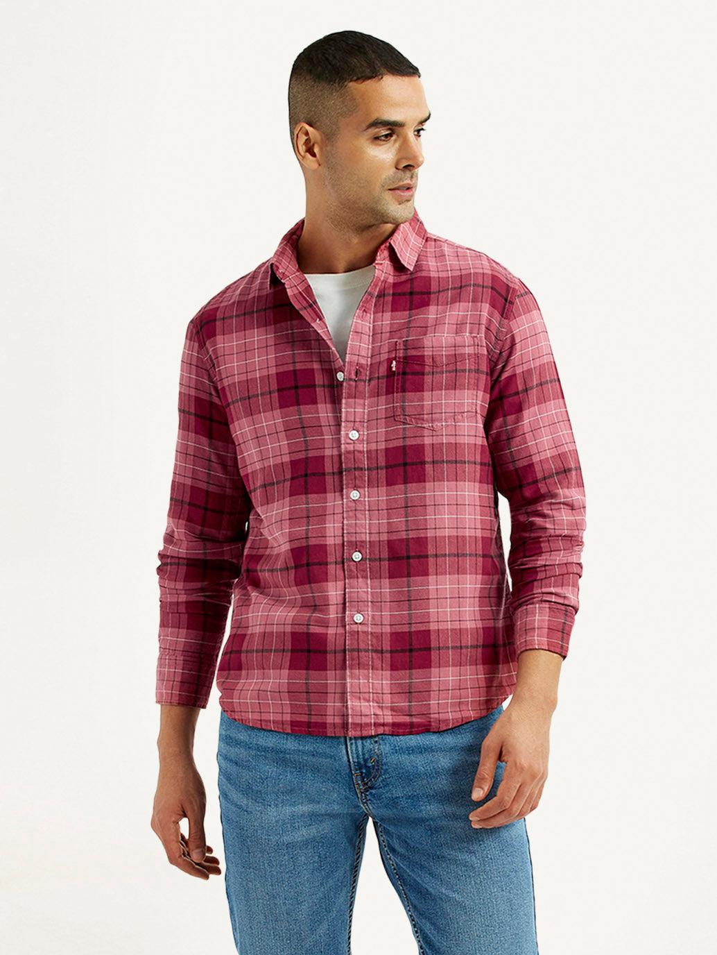 Men's Checkered Red Slim Fit Shirt