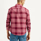 Men's Checkered Red Slim Fit Shirt - Back View