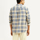 Men's Checkered Beige Slim Fit Shirt - Back View