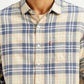 Men's Checkered Beige Slim Fit Shirt - Detail View