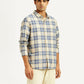 Men's Checkered Beige Slim Fit Shirt - Side View