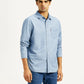 Men's Solid Light Blue Slim Fit Denim Shirt - Side View