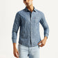 Men's Striped Blue Slim Fit Shirt - Styleshot View