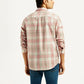 Men's Checkered Light Pink Slim Fit Shirt - Back View