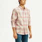 Men's Checkered Light Pink Slim Fit Shirt - Side View