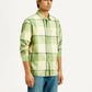 Men's Checkered Light Green Slim Fit Shirt - Side View