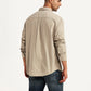 Men's Solid Beige Slim Fit Shirt - Back View