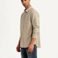 Men's Solid Beige Slim Fit Shirt - Side View