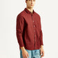 Men's Solid Maroon Slim Fit Shirt - Side View