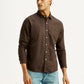 Men's Solid Brown Slim Fit Shirt - Front View