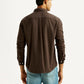 Men's Solid Brown Slim Fit Shirt - Back View