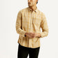 Men's Checkered Beige Slim Fit Shirt - Front View