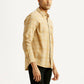 Men's Checkered Beige Slim Fit Shirt - Side View