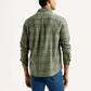 Men's Checkered Olive Slim Fit Shirt - Back View
