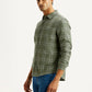 Men's Checkered Olive Slim Fit Shirt - Side View