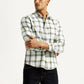 Men's Checkered White Slim Fit Shirt - Styleshot View