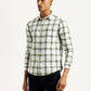 Men's Checkered White Slim Fit Shirt - Side View