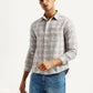 Men's Checkered Light Grey Slim Fit Shirt - Styleshot View