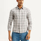 Men's Checkered Light Grey Slim Fit Shirt - Front View