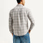 Men's Checkered Light Grey Slim Fit Shirt - Back View