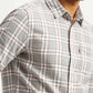 Men's Checkered Light Grey Slim Fit Shirt - Detail View