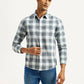 Men's Checkered Grey Slim Fit Shirt - Front View