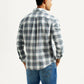Men's Checkered Grey Slim Fit Shirt - Back View