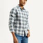 Men's Checkered Grey Slim Fit Shirt - Side View