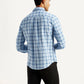 Men's Checkered Blue Slim Fit Shirt - Back View