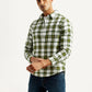 Men's Checkered Olive Slim Fit Shirt - Styleshot View