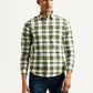 Men's Checkered Olive Slim Fit Shirt - Front View