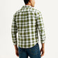 Men's Checkered Olive Slim Fit Shirt - Back View