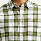 Men's Checkered Olive Slim Fit Shirt - Detail View