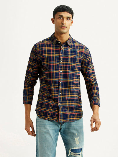 levi's Men's Checkered Indigo Slim Fit Oxford Shirt-picture-42