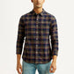 Men's Checkered Multi Color Slim Fit Oxford Shirt - Front View