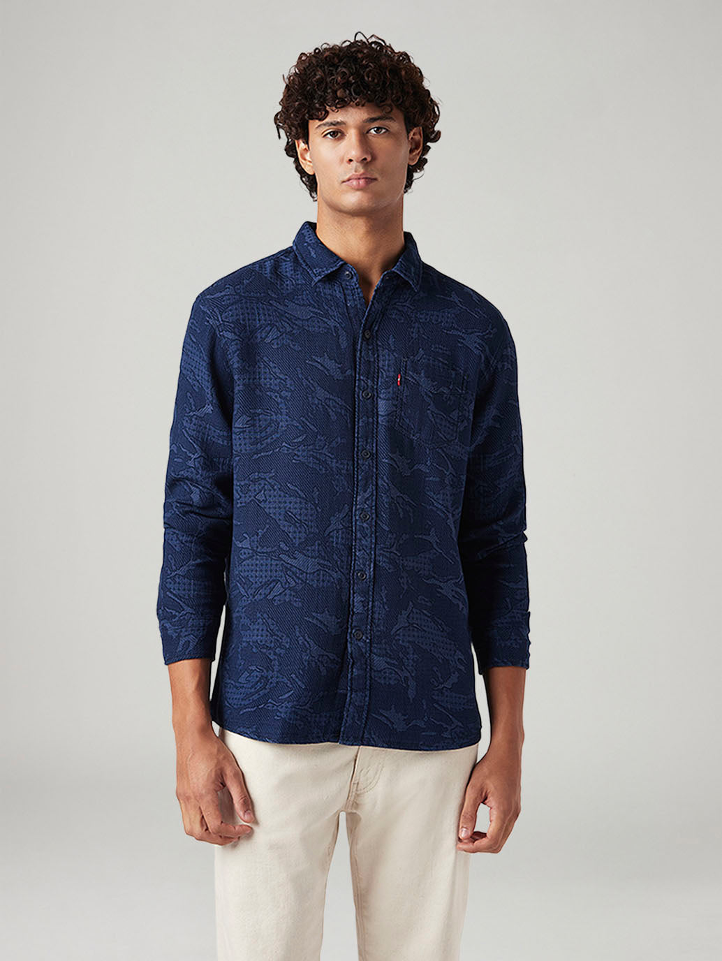 Men's Self Design Slim Fit Shirt - Front View