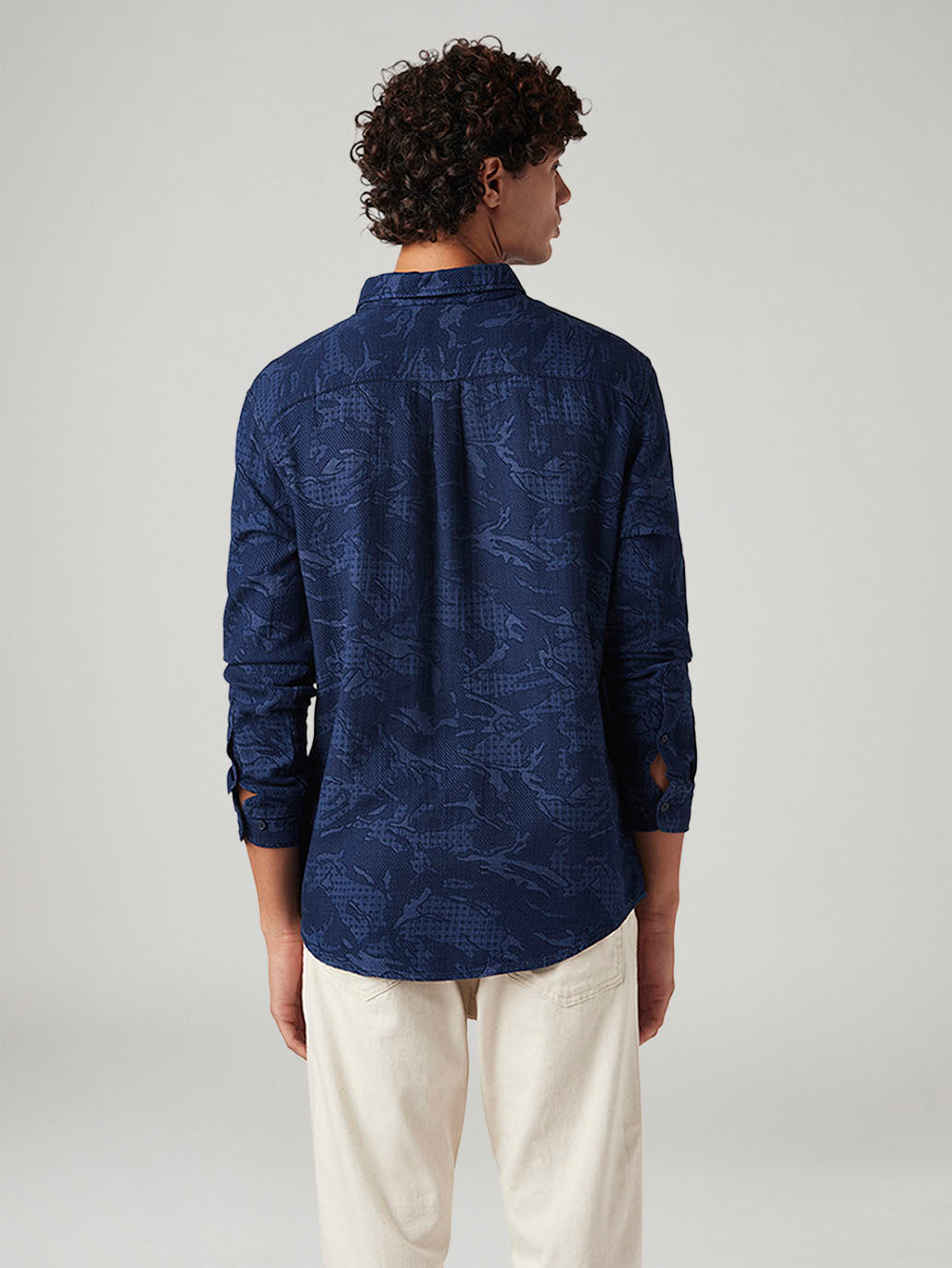 Men's Self Design Slim Fit Shirt - Back View