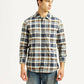 Men's Checkered Multi Color Slim Fit Oxford Shirt - Front View