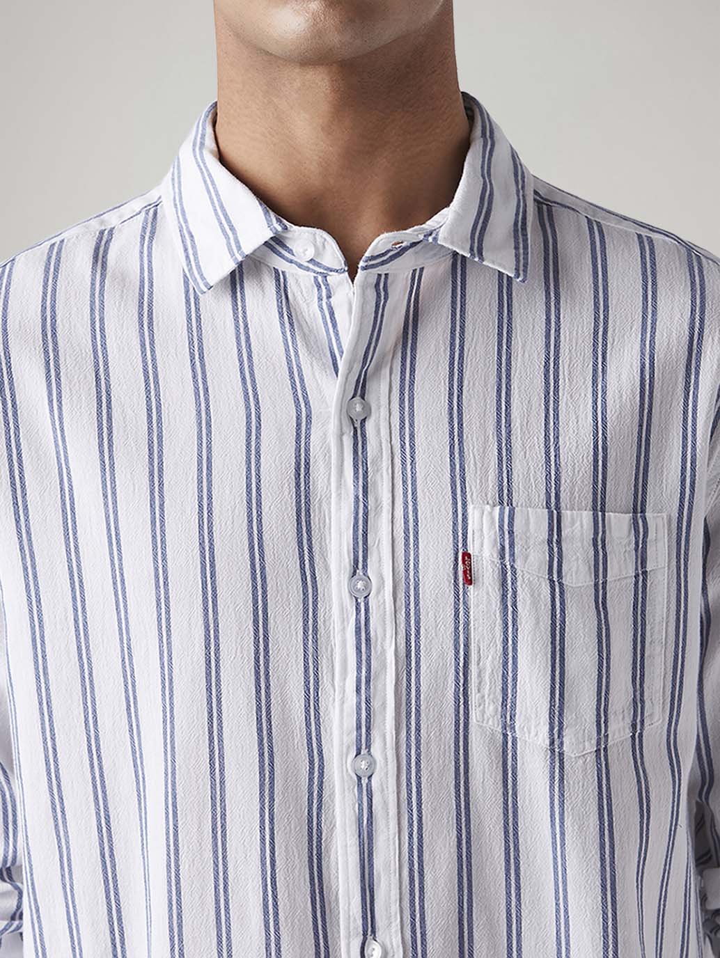 Men's Striped Slim Fit Shirt - Detail View