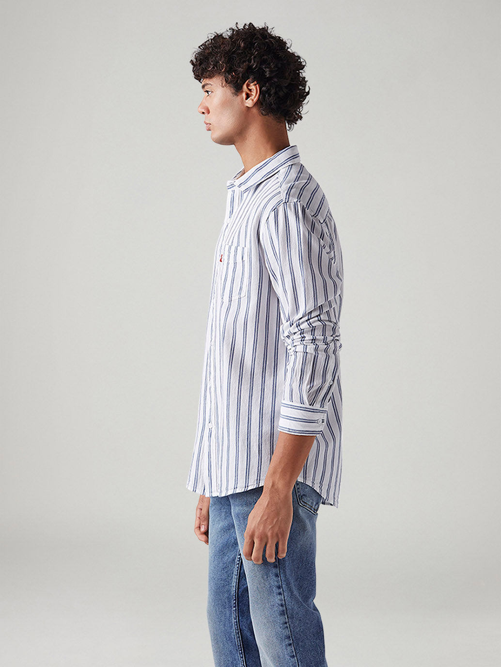 Men's Striped Slim Fit Shirt - Side View